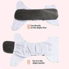 5/10/15/20片装多层竹炭可重复使用尿布垫，灰色和白色三层超柔软竹纤维，去除异味，天然材料，柔软亲肤，吸水，易于清洁，是圣诞节、感恩节、复活节、新年的绝佳礼物 - 深灰色 - 查看 5