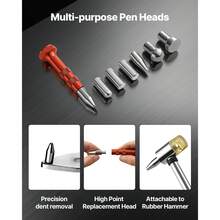 Dent Puller Kit, Paintless Car Dent Removal Tool, Auto Fen.Der Damage Repair Puller Lifter With Curved Rod, Crowbar, Rubber Hammer, Airbag, Detachable & Repair Pens, Replacement Heads Tools Kit - Multicolor - View 5