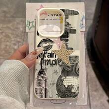 Funda de teléfono móvil con diseño de collage elegante, adecuada para iPhone 17air 17promax 17pro 17 16 11 XR XSMAX 12 13 14 15 plus Pro Max, material TPU premium, anti-caída, funda protectora de alta calidad y a la moda. Funda de teléfono para la temporada de otoño e invierno, regalo de Halloween, regalo de Navidad ~ Material de textura de cuero - blanco - estampado de leopardo estrella 488WC - Colores mixtos 1 - Ver 6