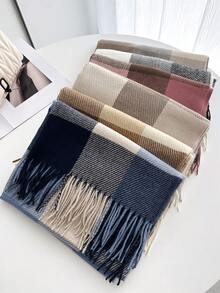 1pc Cashmere Women Plaid Scarf Winter Warm Shawl And Wrap Bandana Pashmina Female Thick Blanket Poncho Women Winter Scarves