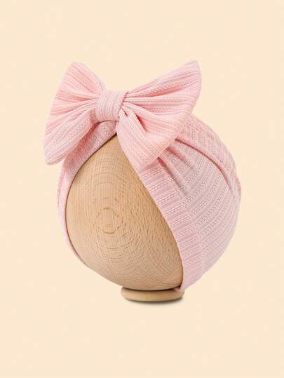 8 Colors Spring/Autumn Bow Decor Headband Hat, Suitable For 1-12 Months Infants, Newborns, Baby Girls, Baby Boys, Knitted Hat