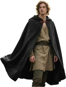 ¡RecomendadoL'VOW Capa gótica medieval con capucha de terciopelo - Capelet clásico renacentista para disfraz de brujo de Halloween¡Top de Temporada - Azul marino - Ver 5