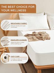 半只柔软枕套，多种尺寸可选，信封式封口，防皱、防褪色、防污渍，适用于卧室、沙发、客厅装饰，不含枕芯，颜色：白色、黑色、卡其色、灰色，秋季装饰，房间装饰 - 白色 - 查看 5