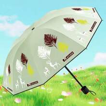 1PC Umbrella With Ten Bones, Black Glue, Enlarged And Thickened, Double Fold And Shrink, Sun Shading, Sun Protection, Rain And Sunshine Dual-Use Umbrella
