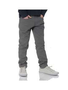 Calça Tradicional Sarja com 3% de Lycra Slim Masculino 1 ao 16 - Cinza - Visão 1