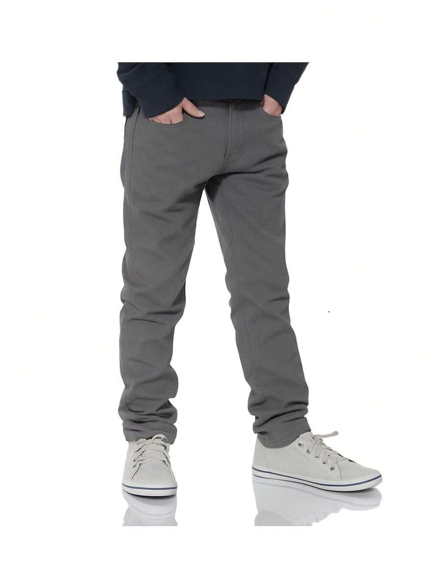Calça Tradicional Sarja com 3% de Lycra Slim Masculino 1 ao 16 - Cinza - Visão 1