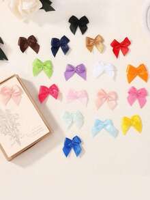100Pcs Mini Ribbon Bow 1" Mini Fabric Satin Ribbon Flower Bows For Craft DIY Sewing Wedding Birthday Party - Multicolor - View 3