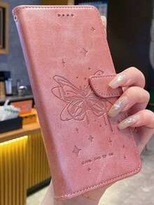 1 套 Line Butterfly 皮革保护手机壳带支架，高品质印刷工艺，适用于 Galaxy S10/20/21/22/23S24U/A05/A14/A24/A25/A34/A54、Redmi Note 14/12/13 Pro、/HONOR 70/90/400/X7/X8/X6/X9 系列 - 粉色 - 查看 1