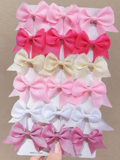 10个/套彩色布艺蝴蝶结发夹，适合青少年女孩，可爱百搭，日常佩戴。