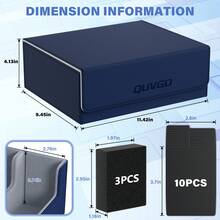 Trading Card Storage Box For 1800+, Leather Storage Box With Strong Closure, Card Box With 10 Dividers And 3 Foam Stoppers, Commander Deck Box Fit MTG And Sport Cards, Storage, Small Box, Gift - xanh xám - Xem 5