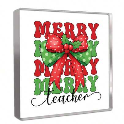 Centerpieces Merry Teacher, Xmas Teacher Coquette Bow - Cute Office Decor, Desk Decor For Women, Office Decorations For Work, Unique Gifts For Women, Room Decor Aesthetic, Home Decor - Ideal For Office, Bedroom, Living Room And Perfect For Christmas And Teacher - Related Occasions