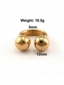 1 pièce Bague à boules lisses plaquée or 18 carats en acier inoxydable, convient pour les fêtes et le port quotidien des femmes, style de conception de perles classique européen et américain, bijou en or simple et élégant, bijou pour le doigt de mariage, filles, femmes, mères, proches, amis, beau mariage, anniversaire, fête des mères, cadeau de la Saint-Valentin pour la petite amie - Doré - Voir 2