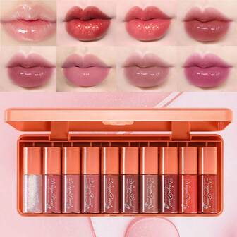 Dragon Ranee 10 件珠光唇彩、唇彩、保湿持久唇彩、光泽镜面唇油、天鹅绒哑光唇膏套装