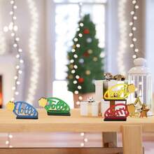 1/4/380 sets disponibles, 2 pièces/set Petites lumières de Noël plates en bois pour décoration de centre de table de salle à manger, décoration rurale amusante et mignonne sur le thème de Noël, décoration de bureau pour centre commercial