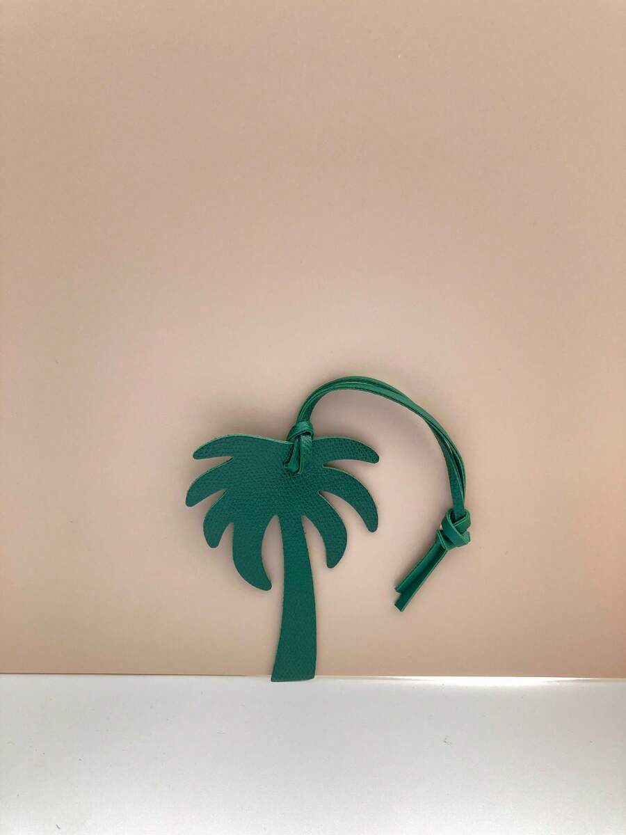 1 Stück einfarbiger PU minimalistischer, süßer und interessanter Palmenbaum Schlüsselanhänger, geeignet für Paare, Studenten, Männer und Frauen, für den täglichen Gebrauch, Urlaub, Pendeln, als Geschenk für Freundin, Mutter, Y2K-Stil - Dunkelgrün - Übersicht 1