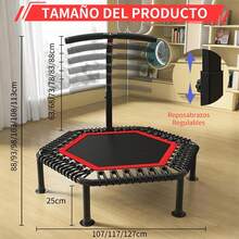 Juego 2 Piezas Trampolín de Fitness Portátil + Cuerda de Saltar, Trampolín para Ejercicio Universal 42 Pulgadas, con Mango Ajustable, para Uso en Interiores y Exteriores, Capacidad de 300KG - 1 - Ver 6