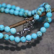1 pieza Collar de cuentas de turquesa natural estilo bohemio para mujeres, perfecto para uso diario en todas las estaciones, ideal como regalo y un accesorio de moda imprescindible que se combina sin esfuerzo con cualquier atuendo para viajes al aire libre y sesiones de fotos.