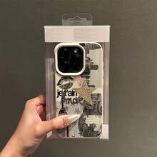 Funda de teléfono móvil con diseño de collage elegante, adecuada para iPhone 17air 17promax 17pro 17 16 11 XR XSMAX 12 13 14 15 plus Pro Max, material TPU premium, anti-caída, funda protectora de alta calidad y a la moda. Funda de teléfono para la temporada de otoño e invierno, regalo de Halloween, regalo de Navidad ~ Material de textura de cuero - blanco - estampado de leopardo estrella 488WC - Colores mixtos 1 - Ver 5