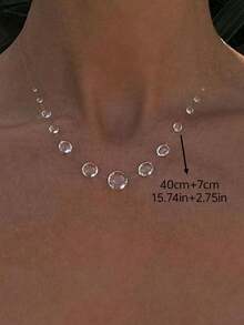 1 件时尚露珠几何串珠项链，适合任何场合的女性 - 無色 - 查看 3