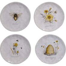 Certified International - Platos de ensalada y postre de cerámica de 8.5 pulgadas, juego de 4 – diseños surtidos de abejas y florales con refranes edificantes, vajilla Cottagecore para - 21,59 centímetros - Ver 2