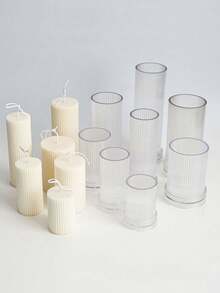 Khuôn nến nhựa hình trụ sọc 5-20cm Khuôn nến thơm thủ công Khuôn sáp làm nến thơm DIY Khuôn thủ công hình trụ tròn sọc Trang trí nhà cửa - Trong sáng - Xem 3
