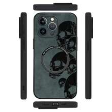 Funda magnética para teléfono con diseño de calavera, de imitación de piel de oveja, compatible con los modelos 12, 13, 14, 15, 16 Plus, Pro y Pro. Elegante y de alta calidad. Una excelente opción. - Colores mixtos 1 - Ver 4