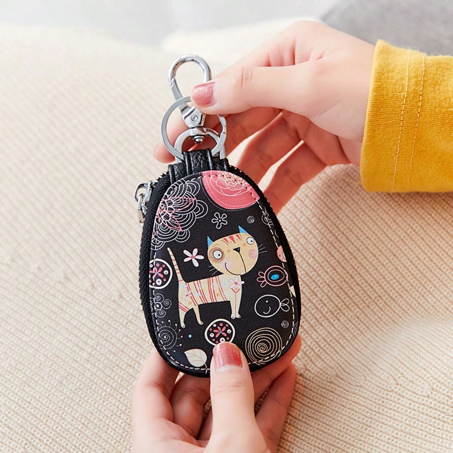 1pc Fashionable Cartoon Key Pouch, Multi-Functional Storage Bag For Car Keys, Locks, Earphones, Coins, Small Items, Suitable For Christmas, Thanksgiving, Halloween, Anniversary, Birthday Gifts