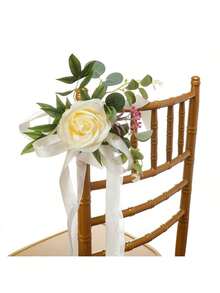 1 peça/6 peças de flores artificiais, cadeiras de corredor de casamento decoradas com rosas artificiais, decoração elegante para assentos de banco de igreja, adequada para cerimônias de casamento, recepções, Natal, Dia dos Namorados, banquetes, aniversários, festas e ocasiões especiais, presentes de verão, praia, volta às aulas, material escolar, decoração de quarto - Multicolorido - Ver 7