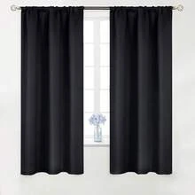 Cortinas Blackout para Recamara con Aislamiento Térmico, Cortinas para Sala 100% Poliéster Tela, Reducción de Ruido, Suave Cortinas con Bolsillo para Barra, 2 Paneles, 132 x 213.3 cm - Negro - Ver 3