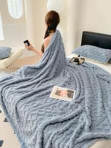 1 pieza Manta ligera de tafetán para todo el año - Manta contemporánea suave y cálida de color rosa para siestas en la oficina, camping, dormitorio y sofá - Lavable a máquina y portátil, manta acogedora