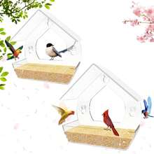 1只鳥飼料器，掛在窗外的透明鳥飼料器，帶吸盤，適用於花園戶外後院野生鳥類觀察，丙烯酸塑料 - 無色 - 查看 7