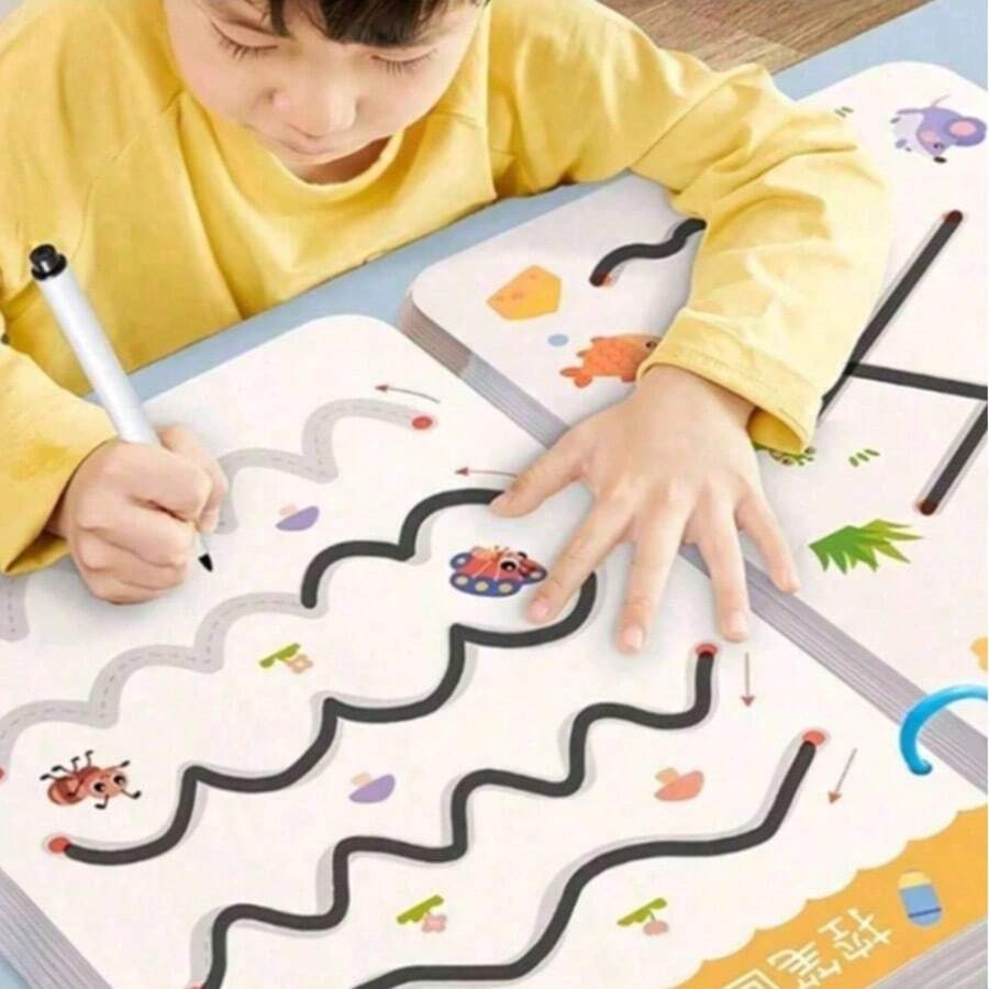 32 页/本可重复使用的书法练习册，学校书法练习册，英文字母学习册，蒙特梭利教育书籍，教育。（包含 2 支书写笔和 1 块橡皮擦） - 彩色 - 查看 1