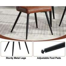 Chairus PU Leather Kitchen Chair Set Of 2 Side Dining Chairs Armless Tub Chair With Metal Legs - 棕色 - 查看 6