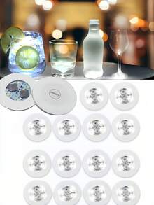 6/12 Stück LED leuchtende Becher Aufkleber, selbstklebende Flaschenleuchtmittel, weiße Getränkeuntersetzer Bar Werkzeuge mit 3 Beleuchtungsmodi, geeignet für Hochzeit/Party, Weihnachten, Bar (Weiß)