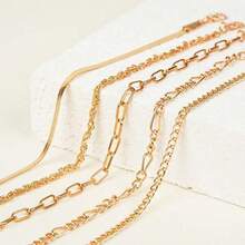 5pcs Bohemian Minimalist Hand Jewelry  Metal Chain Set Multi-Layered Chain Minimalist Bracelet For Women - Yellow Gold - View 7