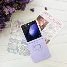 Luxury Korean Style Minimalist Gradient Purple Candy Color Phone Case, Compatible With Samsung - Gradient White and Purple - View 3