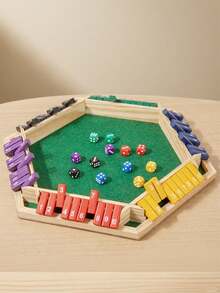 木盒游戏（2-4人） - 大型四面游戏板，8颗骰子，说明书 - 适合所有年龄段的趣味加法游戏