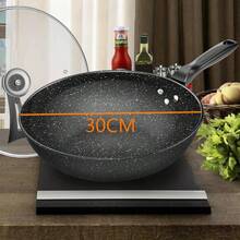 30cm Non-Stick Frying Pan With Glass Lid | Granite Coating Induction Hob Compatible Frying Pan Set | Healthy Cooking, Easy Clean | Includes Free Bamboo Spatula - Black - View 5
