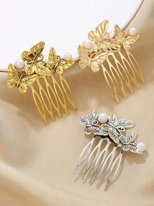 1pc Vintage Hollow Floral Hair Comb, Decorative Hair Accessory Gift For Women, Side Comb - Hollow Flower Side Comb - View 5