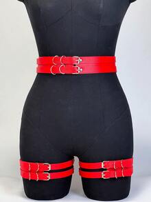 1 件性感女式腿带吊袜带，宽皮革束缚内衣大腿金属扣哥特式节日狂欢装，适合万圣节情人节日常穿着 - 彩色 - 查看 7