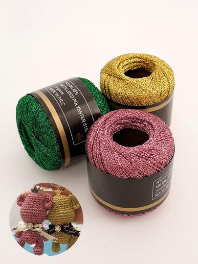 40g DIY gold-gelber Lurex-Faden, glänzender Garn, Glitzer-Garn, Metallfaden, DIY Fancy Glitzer-Garn für Häkeln, Stricken, Pullover, Schal, Tasche, Zubehör-Garn