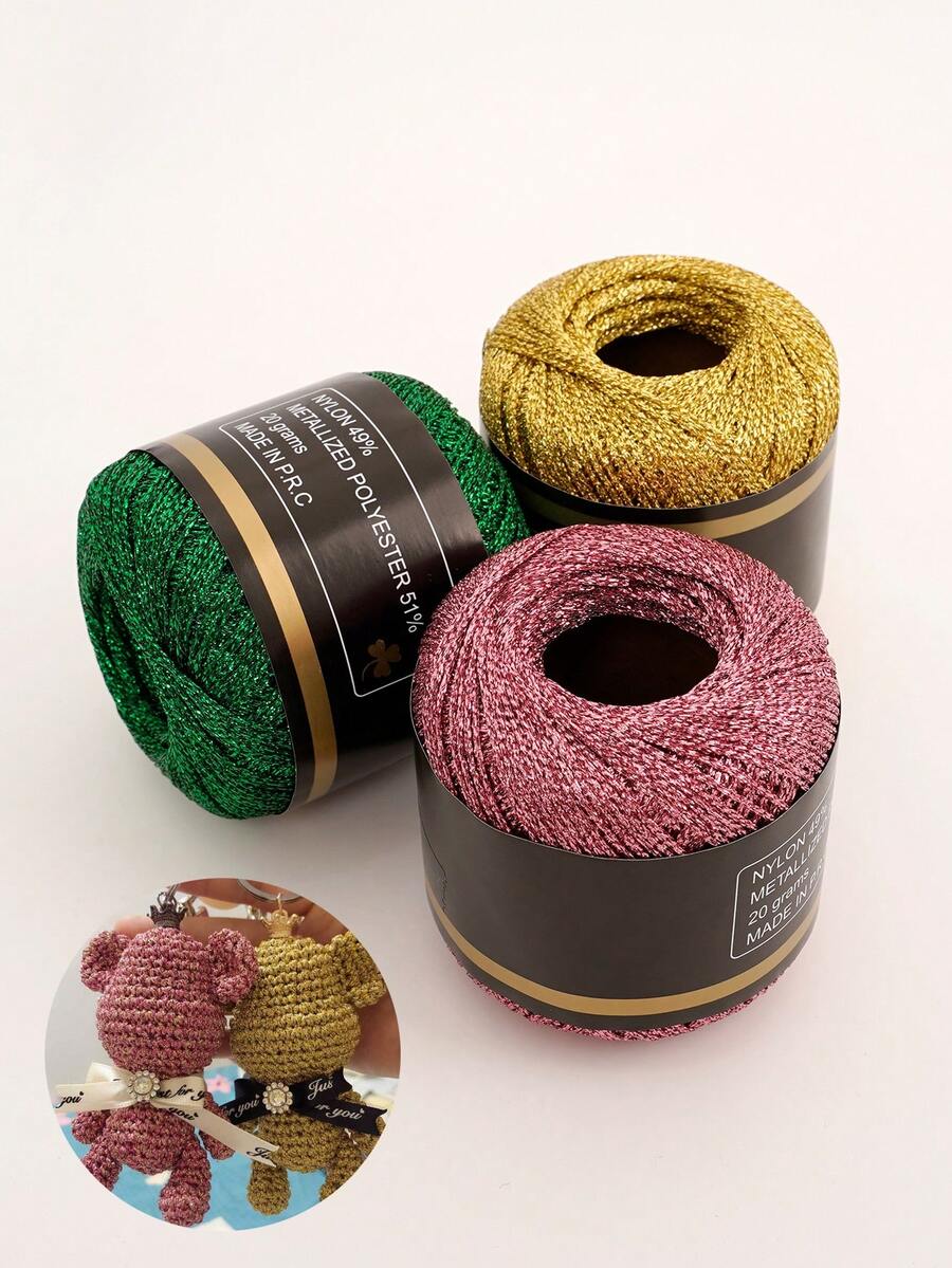 50g DIY Gold Yellow Lurex Thread Shining Yarn Glitter Sparkle Yarn Metal Yarn DIY Fancy Sparkle Yarn Crochet Knitting Sweater Scarf Bag Yarn Accessory Yarn