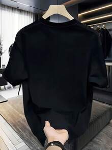 Summer men's pure - cotton T - shirt top, an interesting printed top, unisex in style, works as couple outfits. - Negro - Ver 3