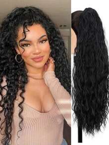 Dark Brown Elegant Long Curly Ponytail Hair Extensions Bouncy Curled Claws Ponytail Claws Light And Fluffy Natural Soft Women's Synthetic Fibre Hair Piece Daily Festival Use