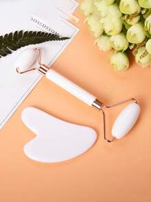 1/2 件粉色/绿色/白色面部按摩工具,滚轮按摩器双头推/心形刮痧美容按摩板,提拉紧致面部,V 形面部工具,适用于女性面部按摩,便携式小巧面部按摩工具,女士美容滚轮 - 彩色 - 查看 11