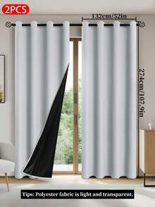 2pcs Blackout Curtains With Thermal Insulation Lining, Lightweight Polyester Fabric, Top Grommet Design, Suitable For Living Room, Bedroom, Kitchen, Bathroom, Home Decor - White - View 23