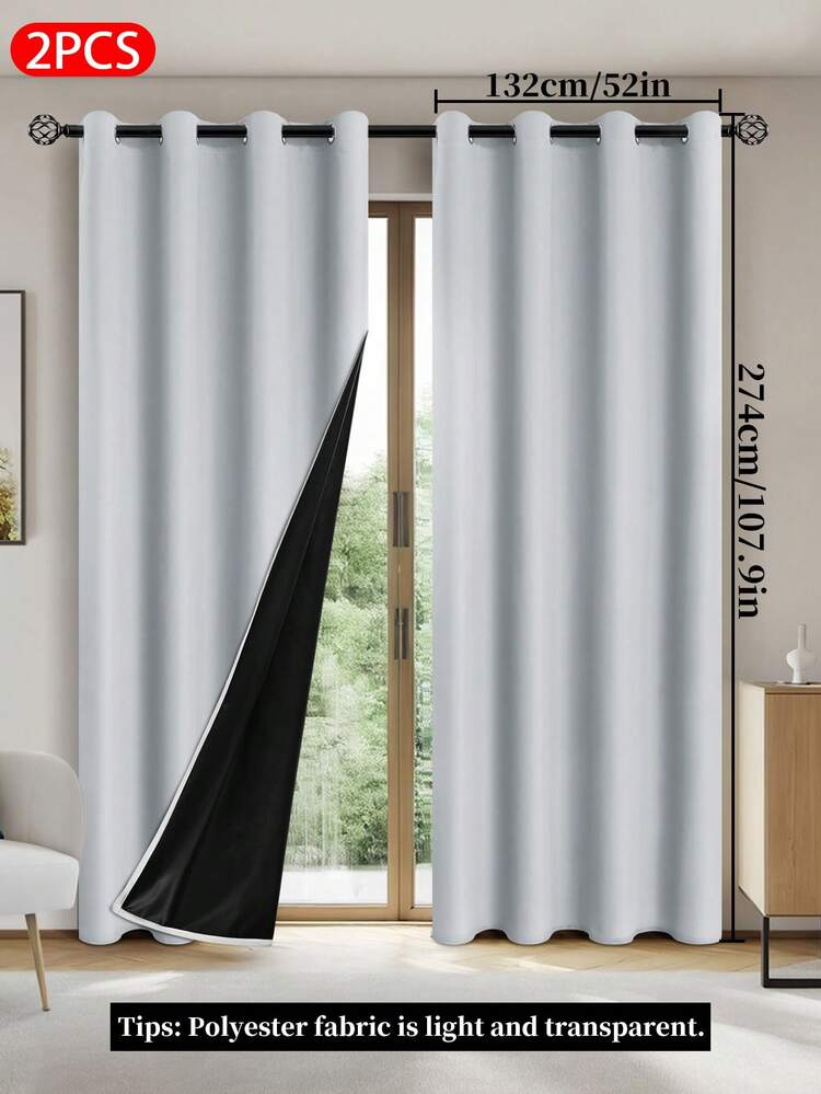 两片装遮光窗帘，带隔热衬里，轻质涤纶面料，顶部穿孔设计，适用于客厅、卧室、厨房、浴室、家居装饰。 - 白色 - 查看 19