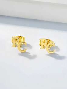 1 Pair Custom Gold Name Earrings For Women 18K Gold Plated Stainless Steel Custom Name Earrings With Pawprint Aesthetic Wedding Christmas Jewelry Gift - Multicolor - View 5