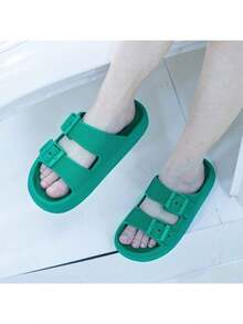Pantuflas antideslizantes EVA diseño hebilla ajustable secado rápido para interiores y exteriores zapatillas confort ligeras uso práctico resistente hogar dormitorio baño patio multifunción adultos niños - Rosa - Ver 8