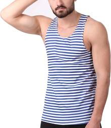 Military  T-Shirt Tank TOP Vest Blue White Sailor's Striped Vesthalloween - 藍色 - 查看 1